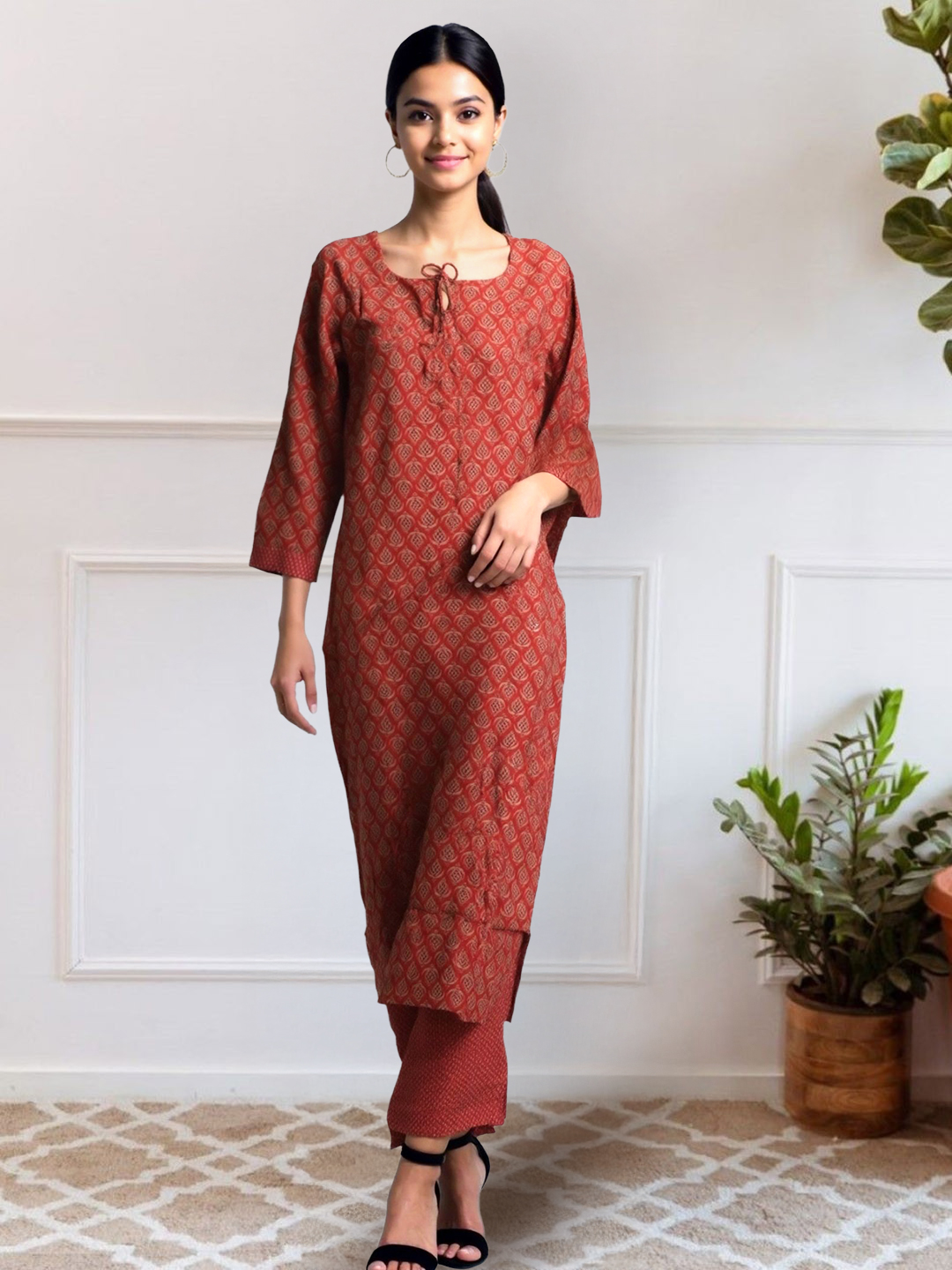 Picture of Traditional Grace, Modern Simplicity Printed Straight Kurta with Pant Set